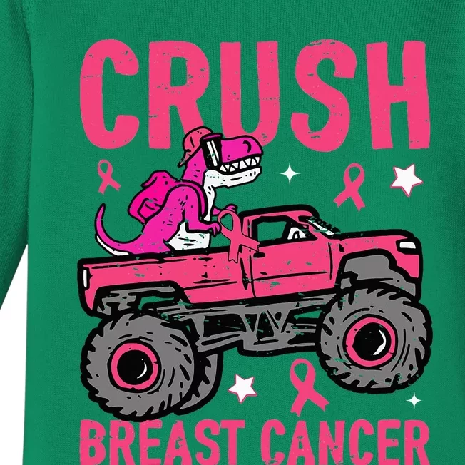 Crush Breast Cancer Awareness Monster Truck Baby Long Sleeve Bodysuit