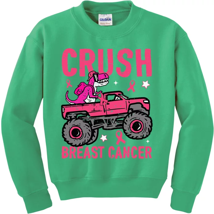 Crush Breast Cancer Awareness Monster Truck Kids Sweatshirt