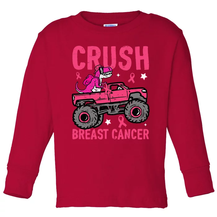 Crush Breast Cancer Awareness Monster Truck Toddler Long Sleeve Shirt