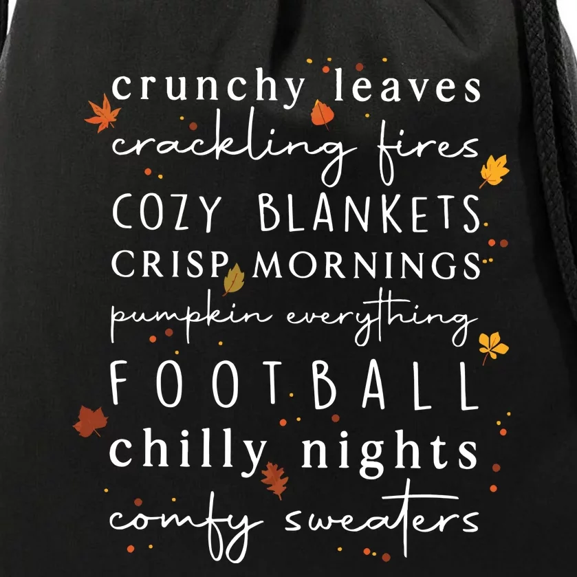 Cozy Blankets Crunchy Leaves Crackling Fires Football Drawstring Bag