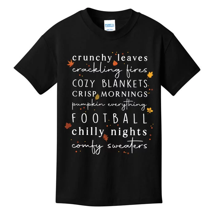 Cozy Blankets Crunchy Leaves Crackling Fires Football Kids T-Shirt