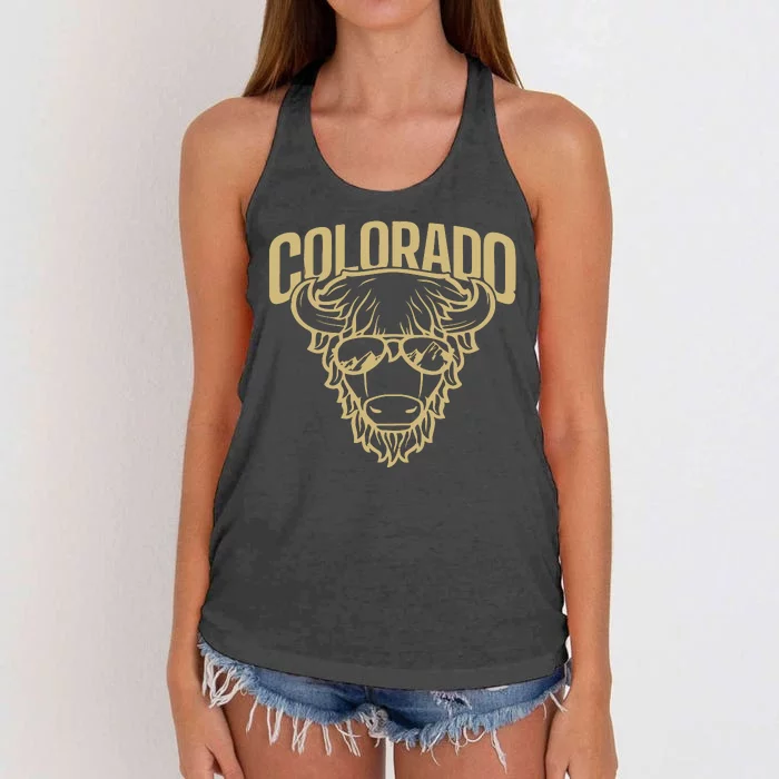 Cool Buffalo Colorado Boulder Game Day Women's Knotted Racerback Tank