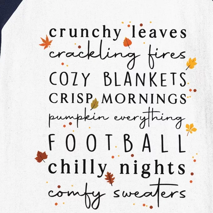 Cozy Blankets Crunchy Leaves Crackling Fires Football Baseball Sleeve Shirt