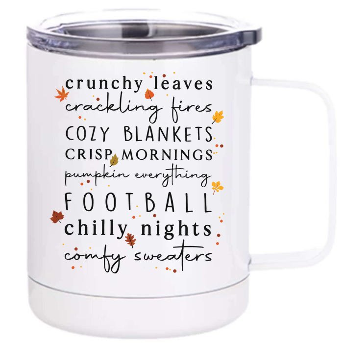 Cozy Blankets Crunchy Leaves Crackling Fires Football Front & Back 12oz Stainless Steel Tumbler Cup