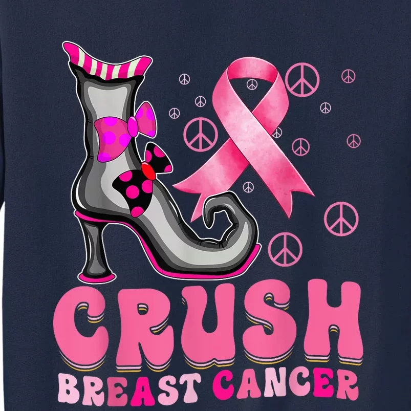 Crush Breast Cancer Warrior Support Witch Halloween Ribbon Tall Sweatshirt