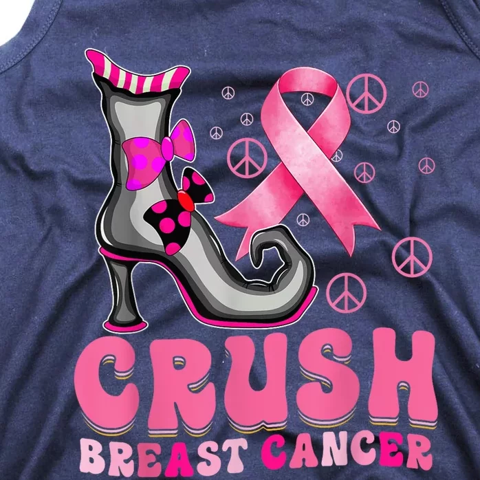 Crush Breast Cancer Warrior Support Witch Halloween Ribbon Tank Top