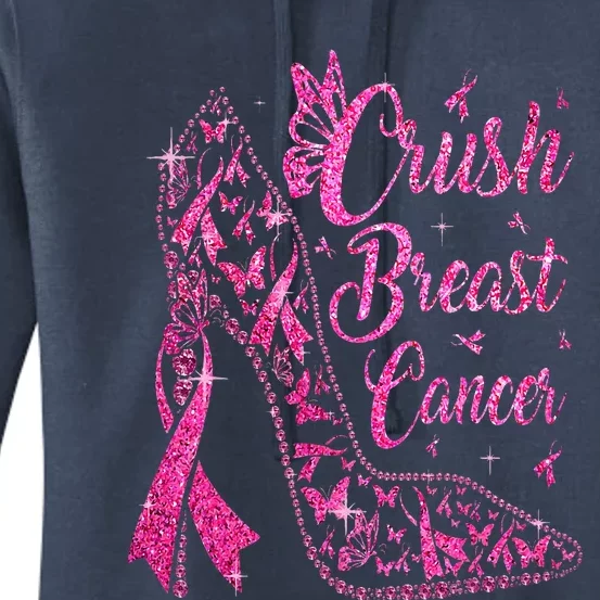 Crush Breast Cancer Awareness Bling Pink Ribbon Women's Pullover Hoodie