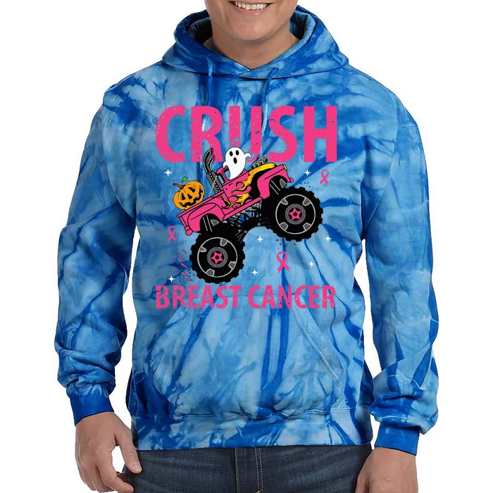 Crush Breast Cancer Awareness Monster Truck Halloween Tie Dye Hoodie