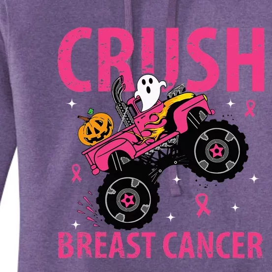 Crush Breast Cancer Awareness Monster Truck Halloween Women's Pullover Hoodie