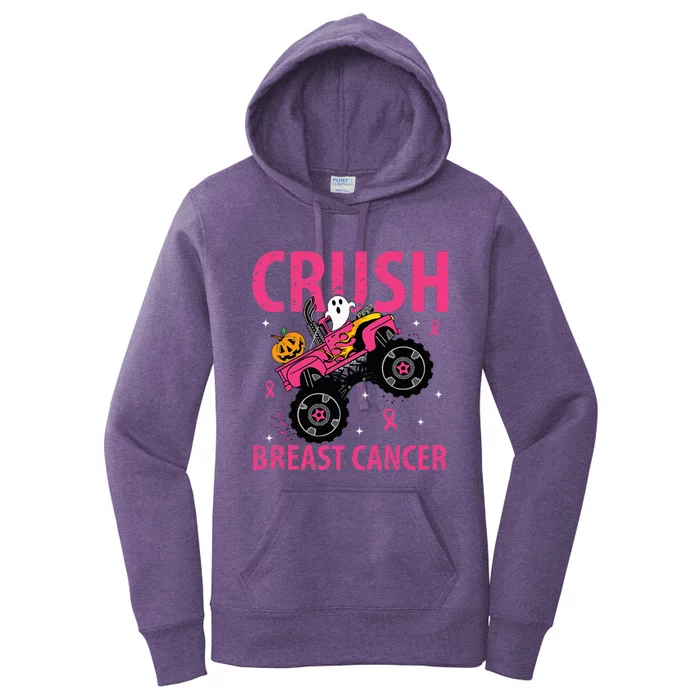 Crush Breast Cancer Awareness Monster Truck Halloween Women's Pullover Hoodie