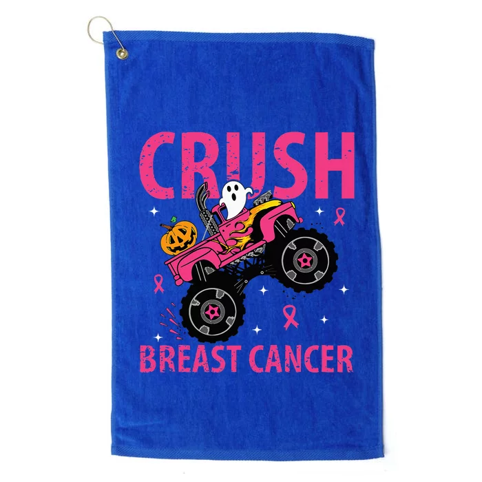 Crush Breast Cancer Awareness Monster Truck Halloween Platinum Collection Golf Towel