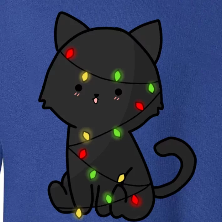 Cute Black Cat With Xmas Lights Love Cats Gift Toddler Sweatshirt