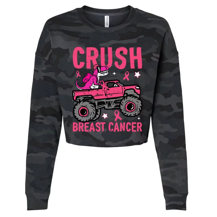 Crush Breast Cancer Awareness Monster Truck Cropped Pullover Crew