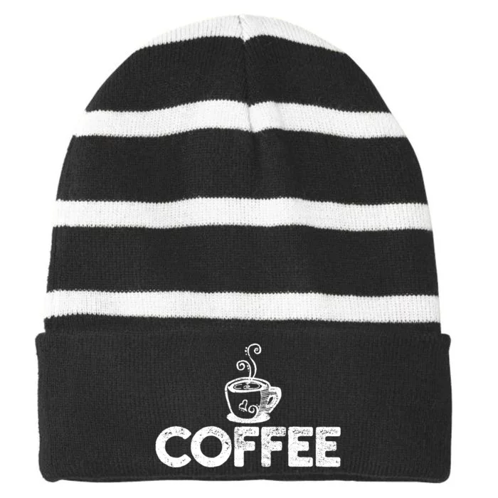 Coffee Barista Striped Beanie with Solid Band