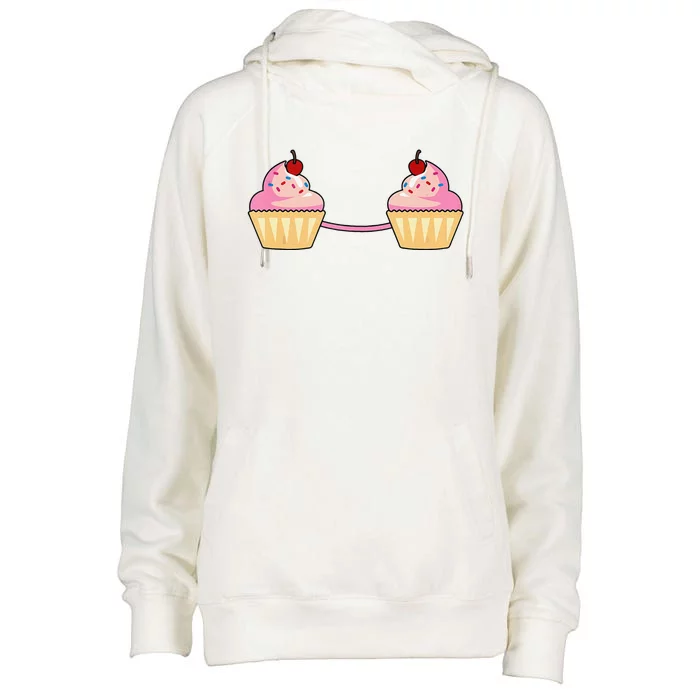 Cupcake Bra Costume Cute Easy Food Halloween Gift Womens Funnel Neck Pullover Hood