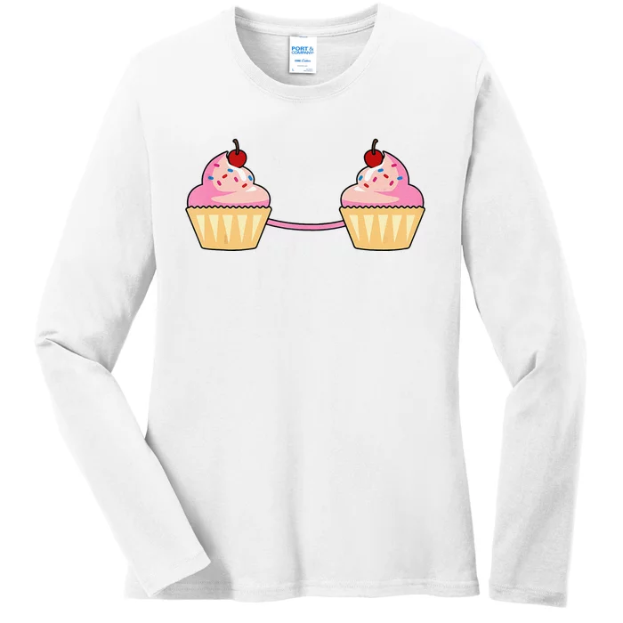 Cupcake Bra Costume Cute Easy Food Halloween Gift Ladies Long Sleeve Shirt