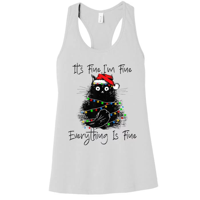 Christmas Black Cat  Embrace the Chaos Women's Racerback Tank