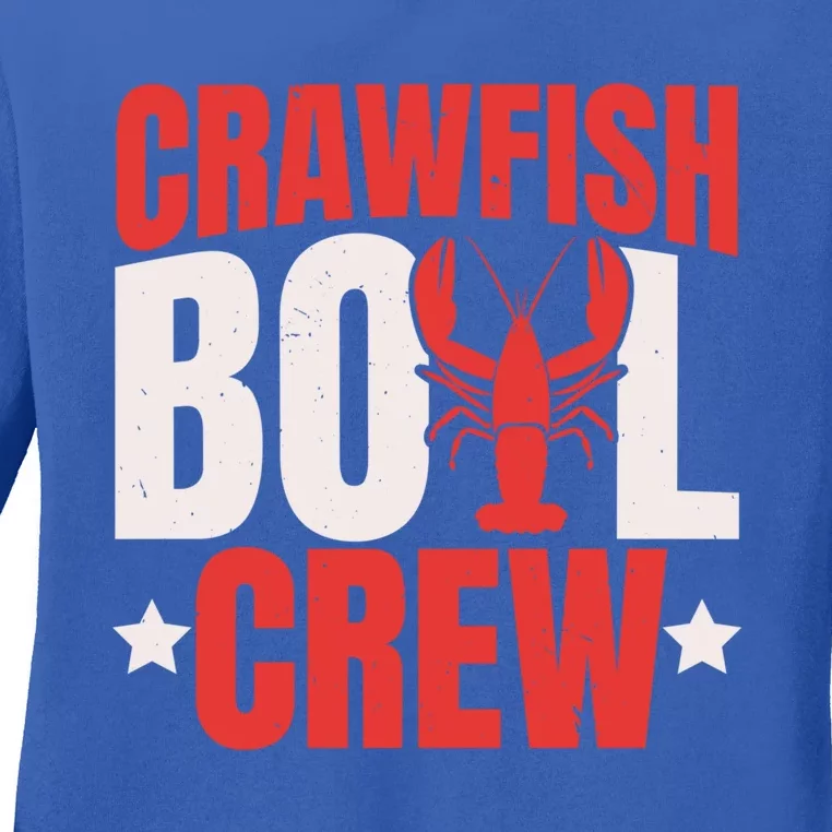 Crawfish Boil Crew Design Funny Crawfish Lover Cajun Season Great Gift Ladies Long Sleeve Shirt