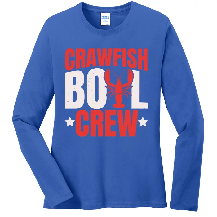 Crawfish Boil Crew Design Funny Crawfish Lover Cajun Season Great Gift Ladies Long Sleeve Shirt