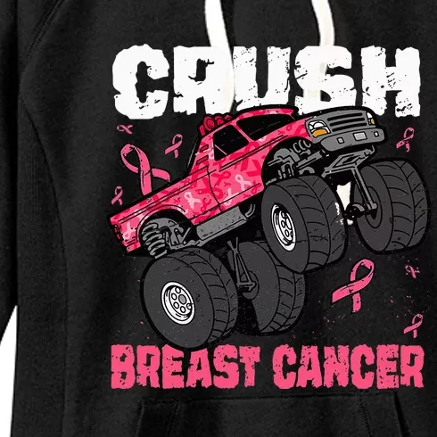 Crush Breast Cancer Monster Truck Women's Fleece Hoodie