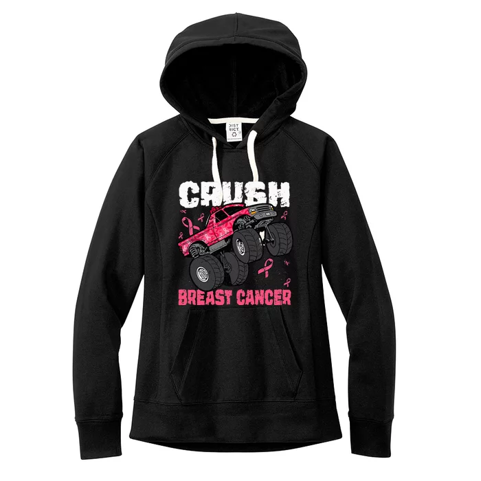 Crush Breast Cancer Monster Truck Women's Fleece Hoodie