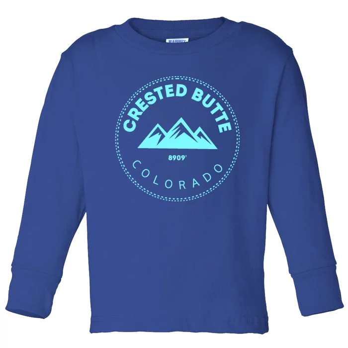 Crested Butte Colorado Mountain Town Elevated Co Skiing Gift Toddler Long Sleeve Shirt