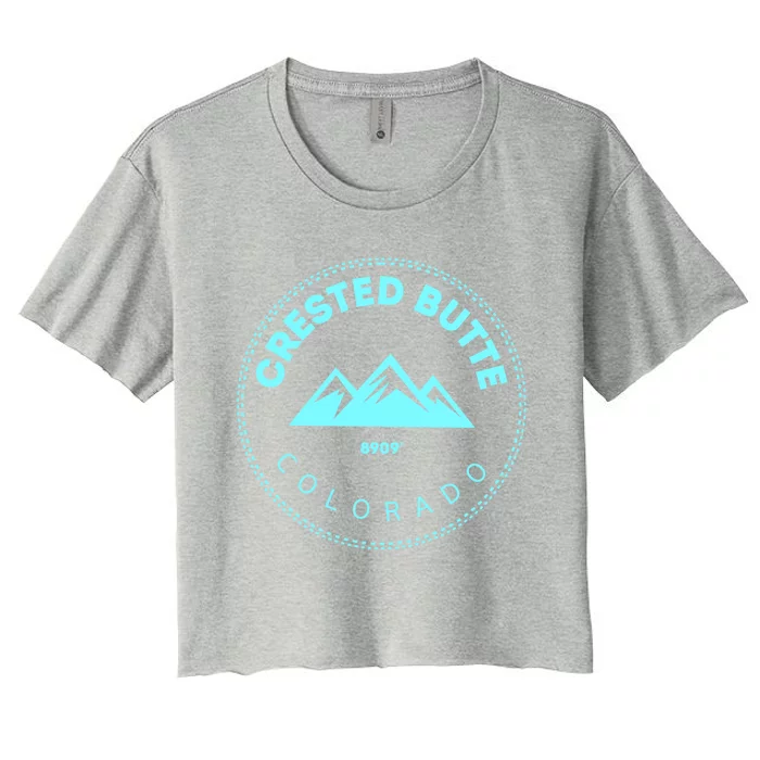 Crested Butte Colorado Mountain Town Elevated Co Skiing Gift Women's Crop Top Tee