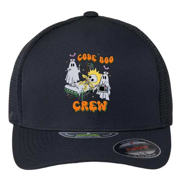 Code Boo Crew Funny Ghost Nurse Halloween Costume Nursing Great Gift Flexfit Unipanel Trucker Cap