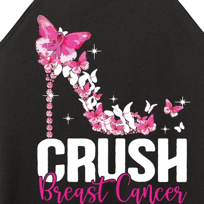 Crush Breast Cancer Awareness Bling Pink Ribbon Women’s Perfect Tri Rocker Tank