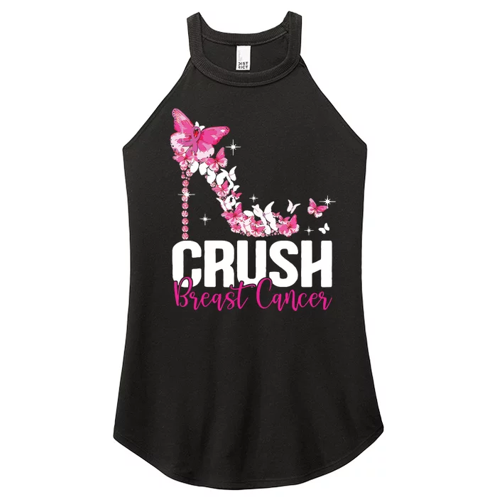 Crush Breast Cancer Awareness Bling Pink Ribbon Women’s Perfect Tri Rocker Tank