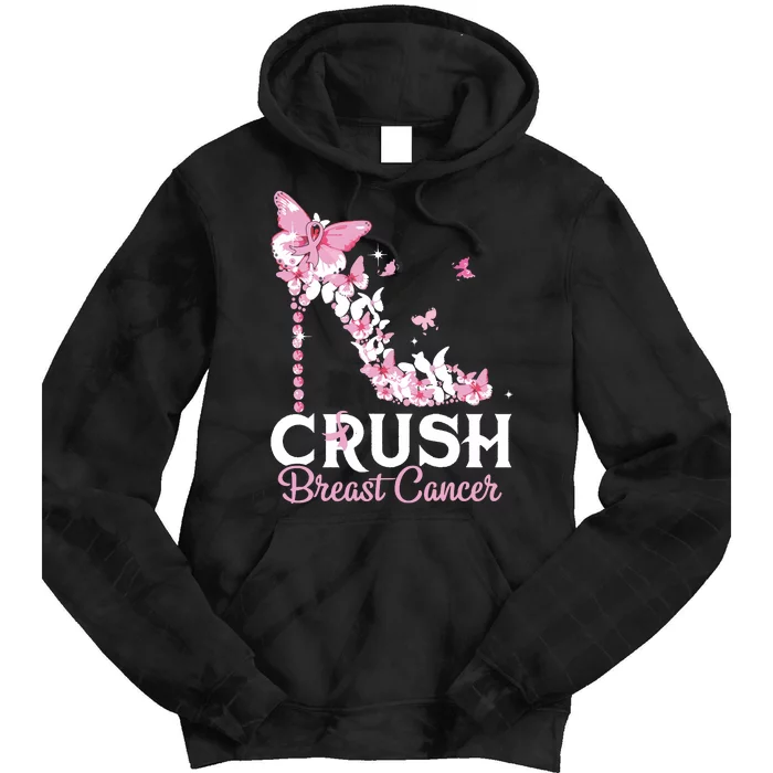 Crush Breast Cancer Awareness Pink Ribbon High Heel Tie Dye Hoodie