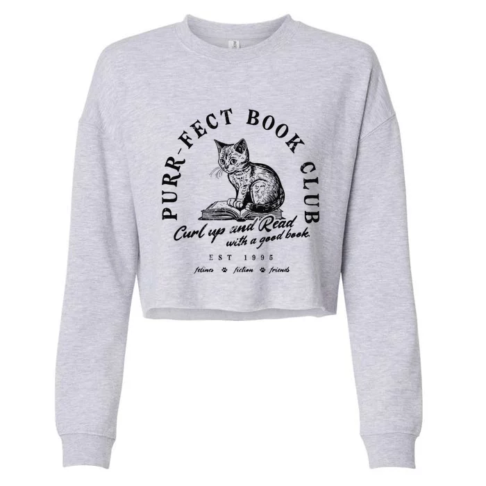 Cat Bookish Cropped Pullover Crew