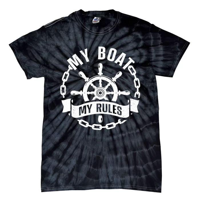 Cool Boat Captain Design For Boat Captain Boating Tie-Dye T-Shirt