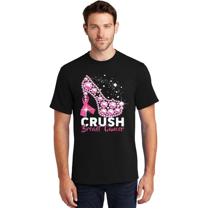 Crush Breast Cancer Awareness Pink Ribbon High Heel Tall T-Shirt