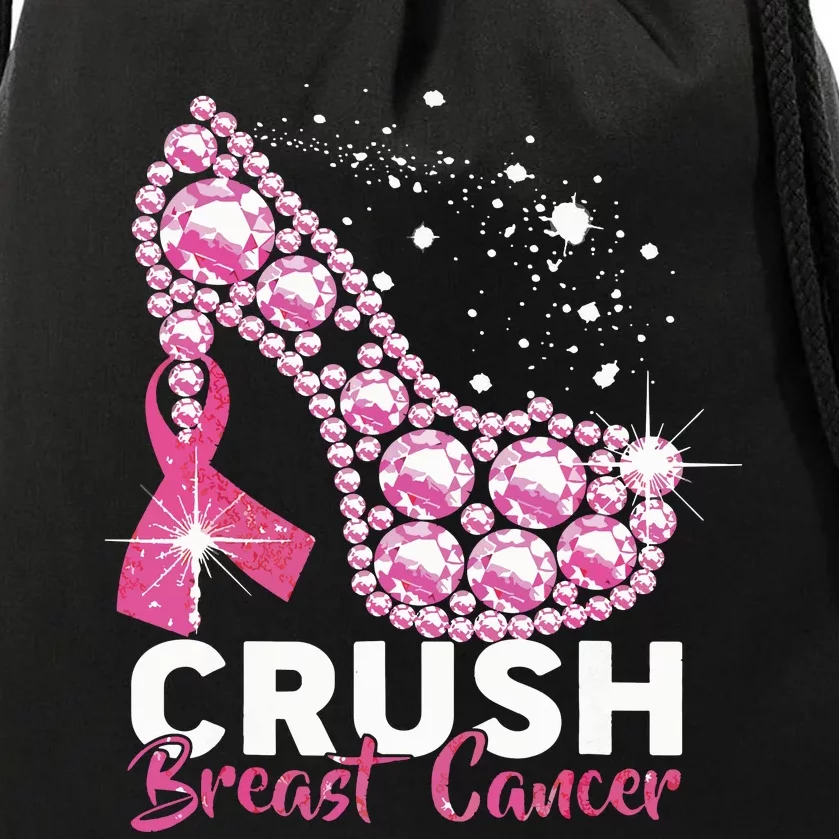 Crush Breast Cancer Awareness Pink Ribbon High Heel Drawstring Bag