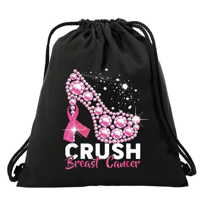 Crush Breast Cancer Awareness Pink Ribbon High Heel Drawstring Bag