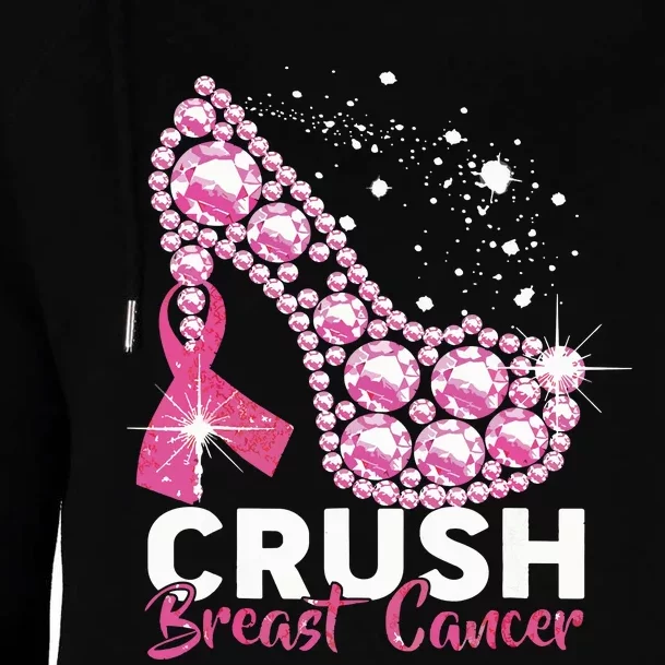 Crush Breast Cancer Awareness Pink Ribbon High Heel Womens Funnel Neck Pullover Hood