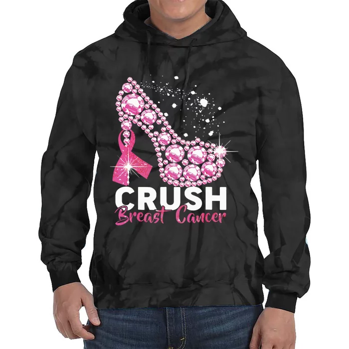 Crush Breast Cancer Awareness Pink Ribbon High Heel Tie Dye Hoodie