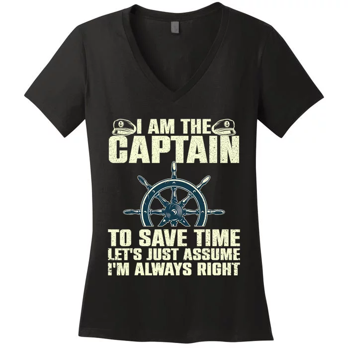 Cool Boat Captain For Men Women Boating Pontoon Boat Owner Women's V-Neck T-Shirt