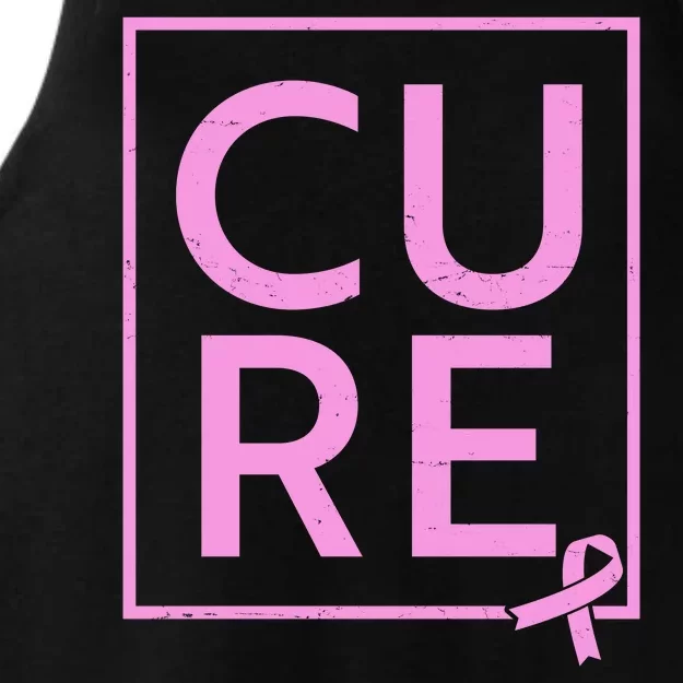 Cure Breast Cancer Awareness Pink Ribbon Ladies Tri-Blend Wicking Tank