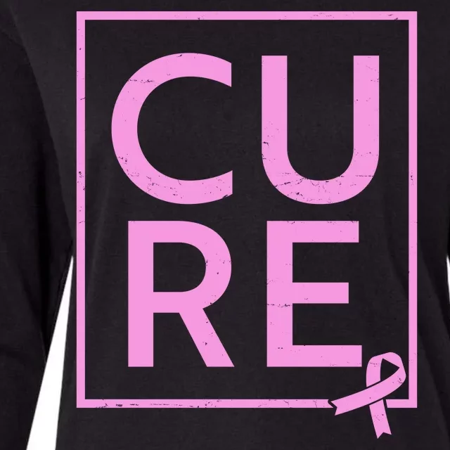 Cure Breast Cancer Awareness Pink Ribbon Womens Cotton Relaxed Long Sleeve T-Shirt