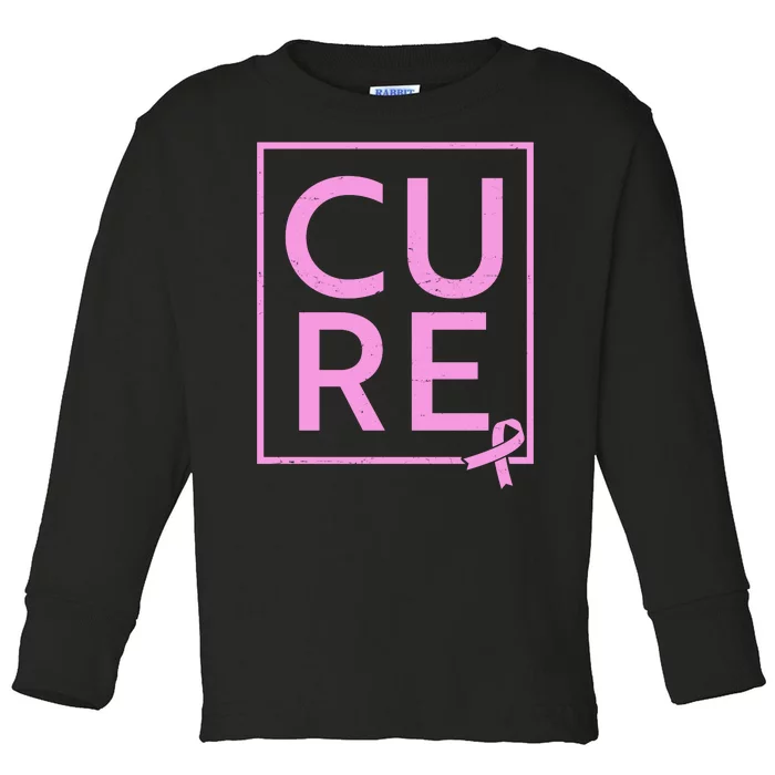 Cure Breast Cancer Awareness Pink Ribbon Toddler Long Sleeve Shirt