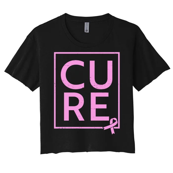 Cure Breast Cancer Awareness Pink Ribbon Women's Crop Top Tee