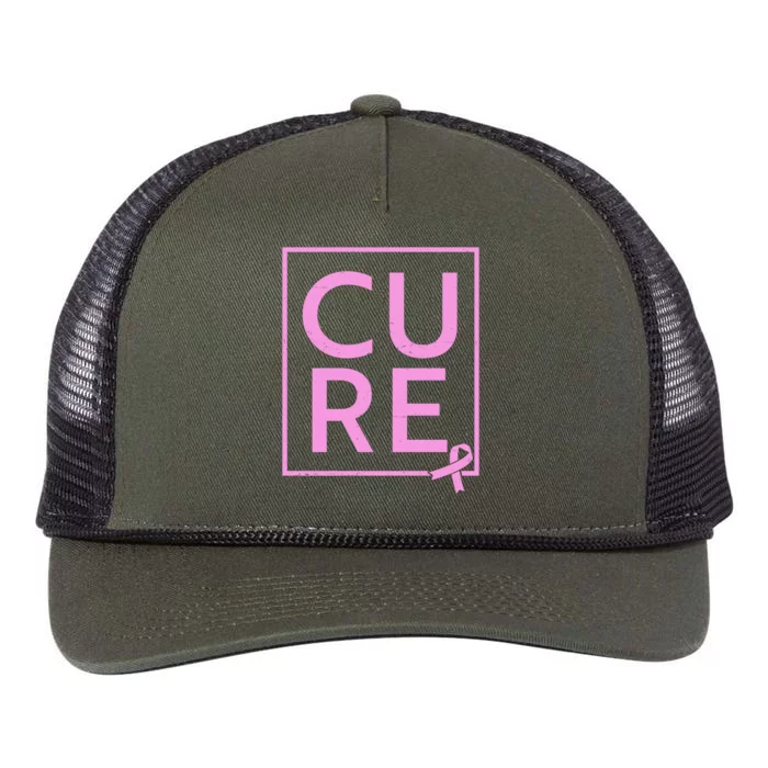 Cure Breast Cancer Awareness Pink Ribbon Retro Rope Trucker Hat Cap