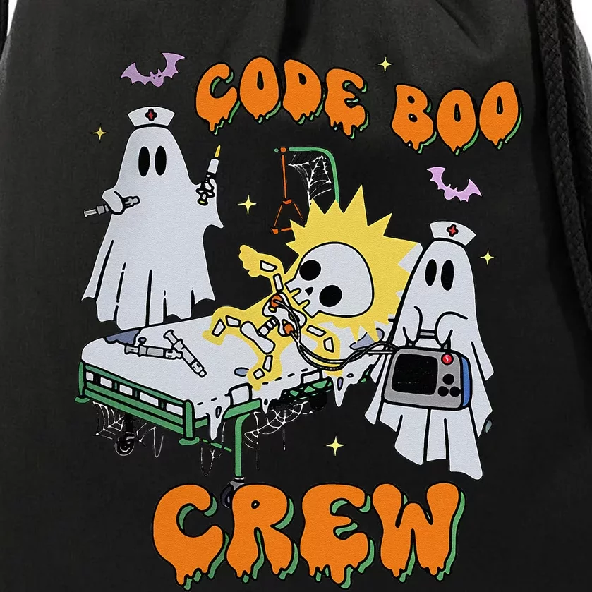 Code Boo Crew Funny Ghost Nurse Halloween Costume Nursing Drawstring Bag