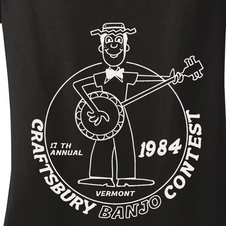 Craftsbury Banjo Contest 1984 Funny Women's V-Neck T-Shirt