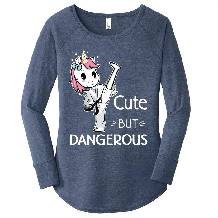 Cute But Dangerous Funny Karate Taekwondo Women's Perfect Tri Tunic Long Sleeve Shirt