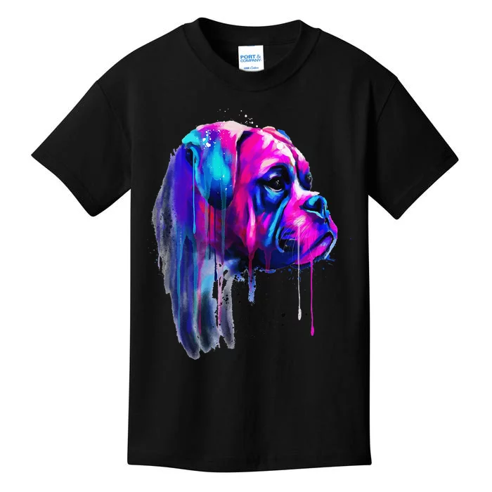 Colorful Boxer Dog Art Watercolor Kids T-Shirt