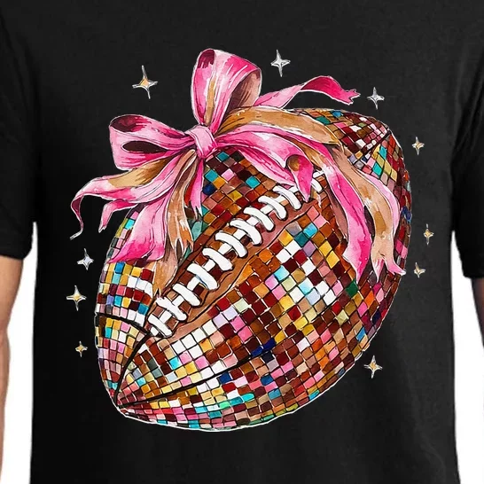 Coquette Bow Disco Funny Football Game Day Touchdown Season Gift Pajama Set