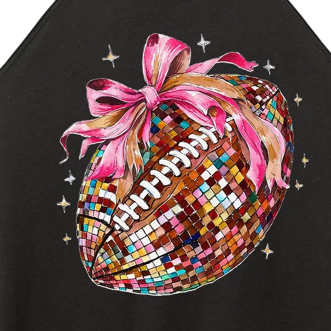 Coquette Bow Disco Funny Football Game Day Touchdown Season Gift Women’s Perfect Tri Rocker Tank